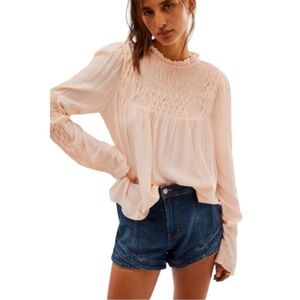 Free People Smocked In Time Top - Light Peach​​​​​
